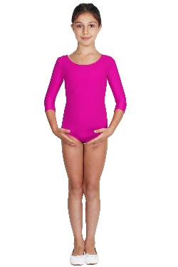 BODY DANZA LYCRA MANICA TRE QUARTI FUCSIA BAMBINA